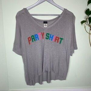 Rainbow Slouchy Graphic Party Shirt Crop Top Size L